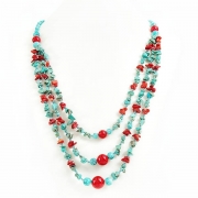 Necklace "Turquoise and Red"