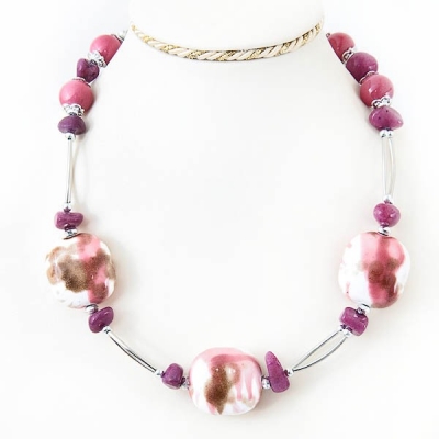 Necklace "Pink Stone"